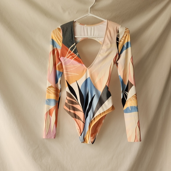 Billabong Other - BILLABONG 'Last Rays' Long Sleeve Swimsuit Palm Print Surf Suit V neck  UPF 50+